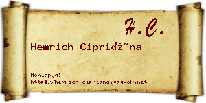Hemrich Cipriána névjegykártya